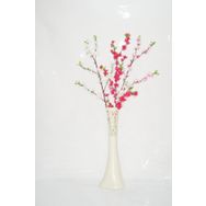 M3Decorium Krem Rengi İşlemeli Pembe Fuşya Bahar Dalı 60cm Vazo