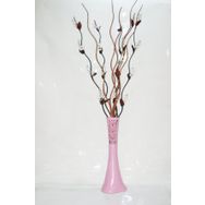 M3Decorium Pembe Desenli Uzun 5 Adet Beyaz Üzüm 5 Adet Kahve Dal 60cm Vazo