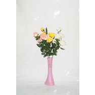 M3Decorium Pembe İşlemeli 3 Renk Gül 40cm Vazo
