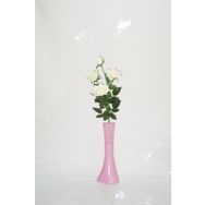 M3Decorium Pembe İşlemeli Beyaz Gül 40cm Vazo