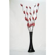 M3Decorium Siyah Desenli 5 adet Kırmızı Üzüm Çiçekler 60cm Vazo