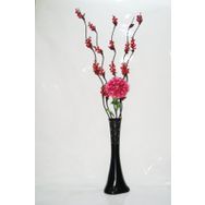 M3Decorium Siyah Desenli Uzun 5 Dallarda Üzümler Mor Ortanca 60cm Vazo