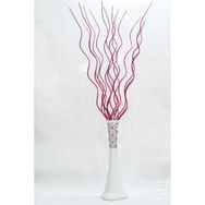 M3Decorium Uzun Desenli ve 20 Adet Fuşya Renkli Koyu Pembe Dal 60cm Vazo