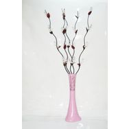 M3Decorium Uzun Pembe Desenli 5 Adet Beyaz Üzüm Çiçek 60cm Vazo