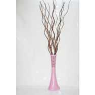 M3Decorium Uzun Pudra Pembe Desenli 15 Adet Kahve Siyah Dal 60cm Vazo