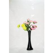 M3Decorium Uzun Siyah Desenli Renkli Ortancalar ve Sarı Gül 60cm Vazo