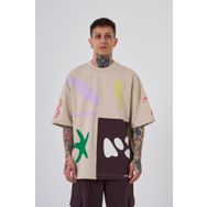 Machinist 87 Sea Shells Baskılı Açık Bej Kahverengi Oversize Erkek T-shirt