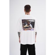 Machinist Alf Baskılı Ekru Oversize Erkek T-shirt