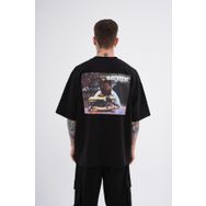Machinist Alf Baskılı Siyah Oversize Erkek T-shirt