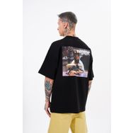 Machinist Alf Baskılı Siyah Oversize Erkek T-shirt