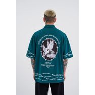 Machinist Barbed Wire Baskılı Petrol Oversize Erkek T-shirt
