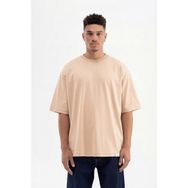 Machinist Basic Super Bej Pamuklu Oversize Erkek T-shirt
