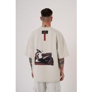 Machinist Carpet Patch Baskılı Gri Oversize Erkek T-shirt