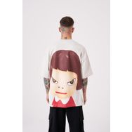 Machinist Cosmic Light Baskılı Gri Oversize Erkek T-shirt