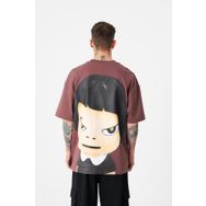 Machinist Cosmic Light Baskılı Mürdüm Oversize Erkek T-shirt