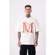 Machinist Crane Bird Baskılı Ekru Oversize Erkek T-shirt