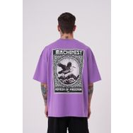 Machinist Crane Patch Baskılı Mor Oversize Erkek T-shirt