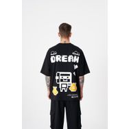 Machinist Dream ROB Baskılı Siyah Oversize Erkek T-shirt