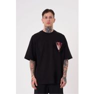 Machinist Flower Patch Baskılı Siyah Oversize Erkek T-shirt