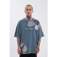 Machinist Flowers Baskılı Ghost Cloudy Yıkamalı Oversize Erkek T-shirt