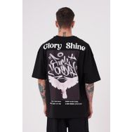 Machinist Glory Shine Siyah Baskılı Oversize Erkek T-shirt