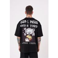 Machinist Good Stories Baskılı Siyah Oversize Erkek T-shirt