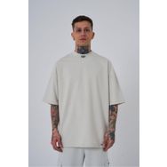 Machinist High Neck Baskılı Gri Oversize Erkek T-shirt