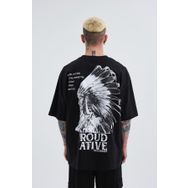Machinist Indian Baskılı Siyah Oversize Erkek T-shirt