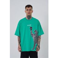 Machinist Leopard Baskılı Açık Yeşil Oversize Erkek T-shirt