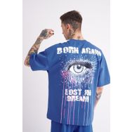 Machinist Lost in Dream Baskılı Açık Mavi Oversize Erkek T-shirt