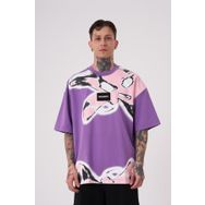 Machinist Lotus Flower Baskılı Mor Oversize Erkek T-shirt