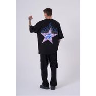 Machinist Macstar Flame Baskılı Siyah Oversize Erkek T-shirt