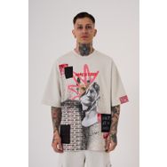Machinist Macstar Statue Baskılı Gri Oversize Erkek T-shirt