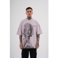Machinist Marilyn Monrou Baskılı Lila Oversize Erkek T-shirt