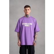 Machinist Mch Mahhong Baskılı Mor Oversize Erkek T-shirt
