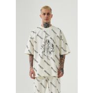 Machinist Mchnst Angels Baskılı Krem Oversize Erkek T-shirt