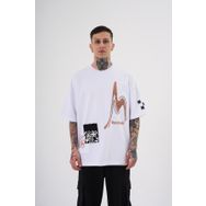 Machinist Never to Late Baskılı Beyaz Oversize Erkek T-shirt