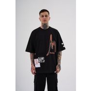 Machinist Never to Late Baskılı Siyah Oversize Erkek T-shirt