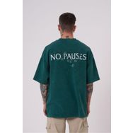 Machinist No Pouses Baskılı Petrol Yeşili Cloudy Oversize Erkek T-shirt