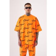 Machinist Nope Baskılı Turuncu Oversize Erkek T-shirt