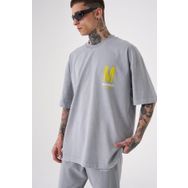Machinist Onenıne87 Sarı Baskılı Yıkamalı Oversize Erkek T-shirt