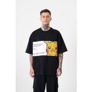 Machinist Pikachu Baskılı Oversize Siyah Erkek T-shirt