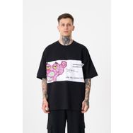 Machinist Pink Panter Siyah Baskılı Oversize Erkek T-shirt