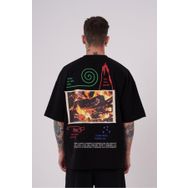 Machinist Premium Aristoteles Basklı Siyah Oversize Erkek T-shirt