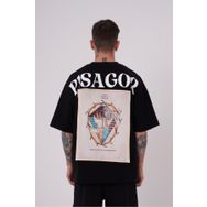 Machinist Premium Pisagor Basklı Black Oversize Erkek T-shirt