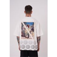 Machinist Premium Pisagor Ekru Baskılı Oversize Erkek T-shirt