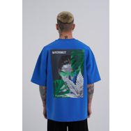 Machinist Reckless Leaves Baskılı Mavi Oversize Erkek T-shirt
