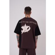 Machinist Ripped Kahverengi Technical Nakışlı Oversize Erkek T-shirt