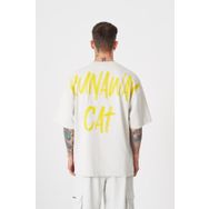 Machinist Runaway Cat Gri Baskılı Oversize Erkek T-shirt
