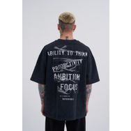 Machinist Tape Baskılı Asphalt Cloudy Oversize Yıkamalı Erkek T-shirt